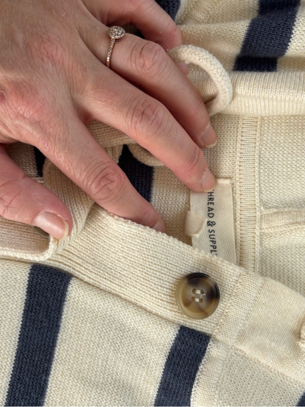 Thread & Supply Cream and Navy Striped Knit Lounge Set - Picture 2 of 6